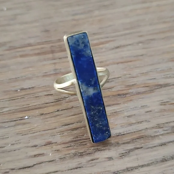 6.25 Lapis Ring in Brass - Picture 2 of 3
